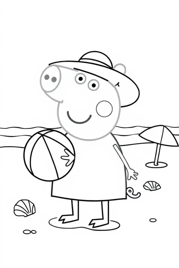 Peppa Wutz Strand Ausmalbild