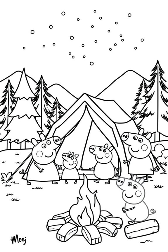 Peppa Wutz Camping Malvorlage