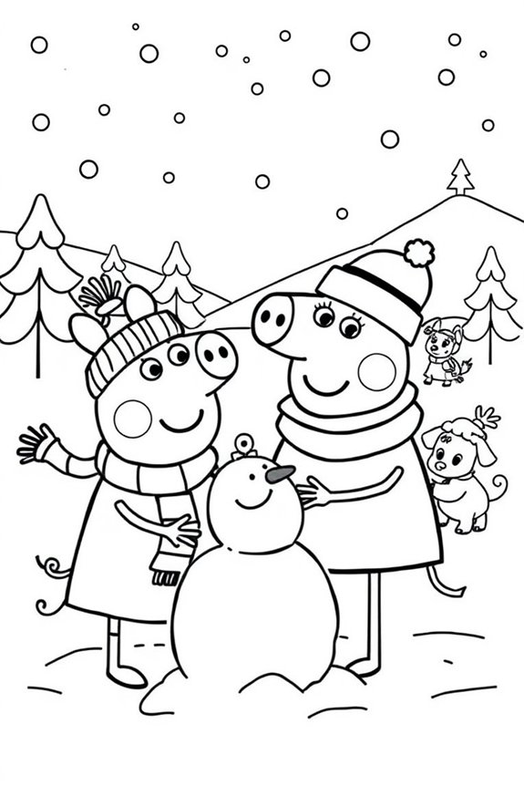 Peppa Wutz Winter Ausmalbild