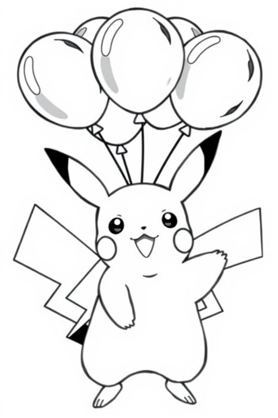 Pikachu Ausmalbild Luftballons