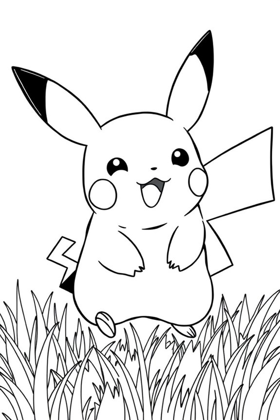 Pikachu spielt im Gras