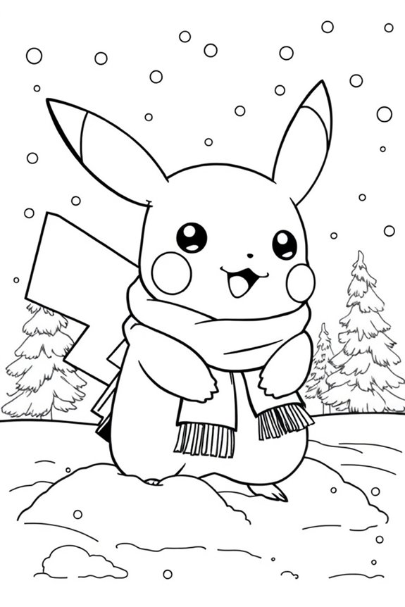 Pikachu Winter Ausmalbild