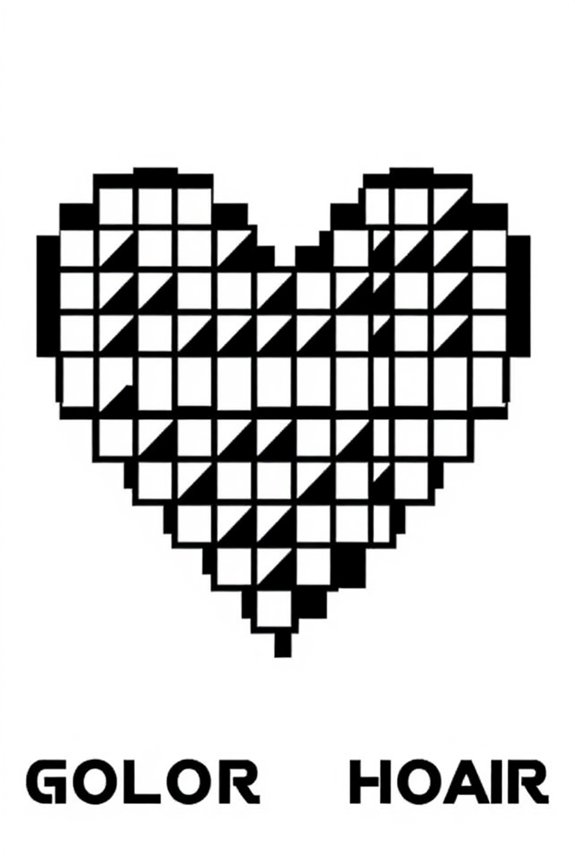 pixeliertes Herz Ausmalbild