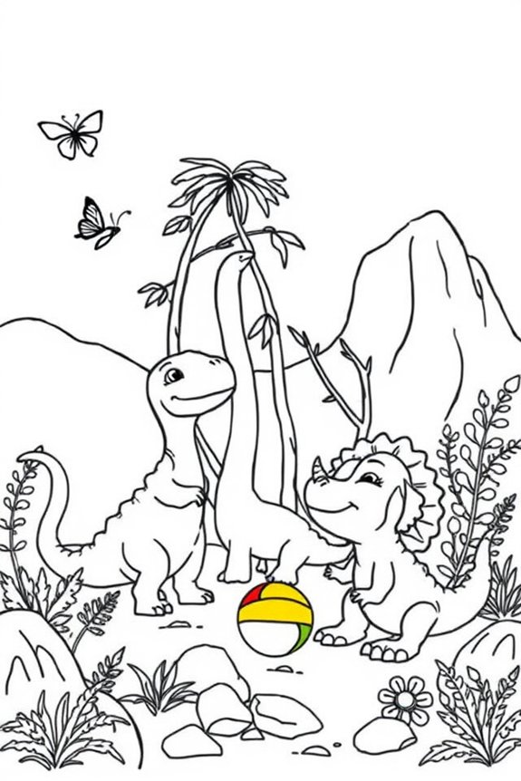 verspielte Baby-Dinosaurier zum Ausmalen