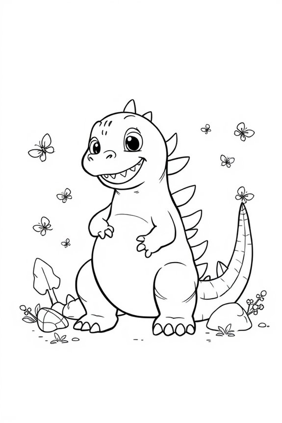 verspieltes Baby Godzilla Ausmalbild