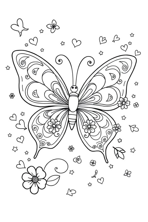 verspielte Schmetterling Ausmalbild