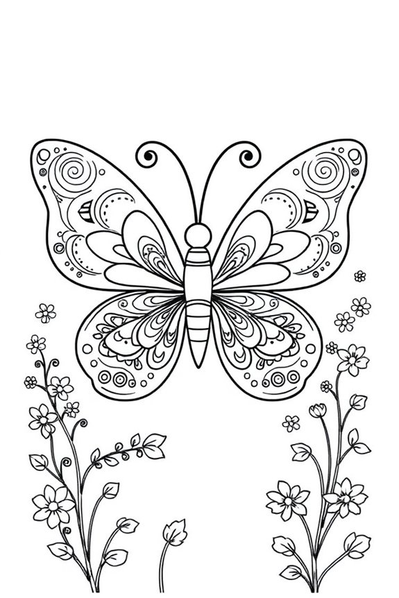 verspielte Schmetterling Ausmalvorlage