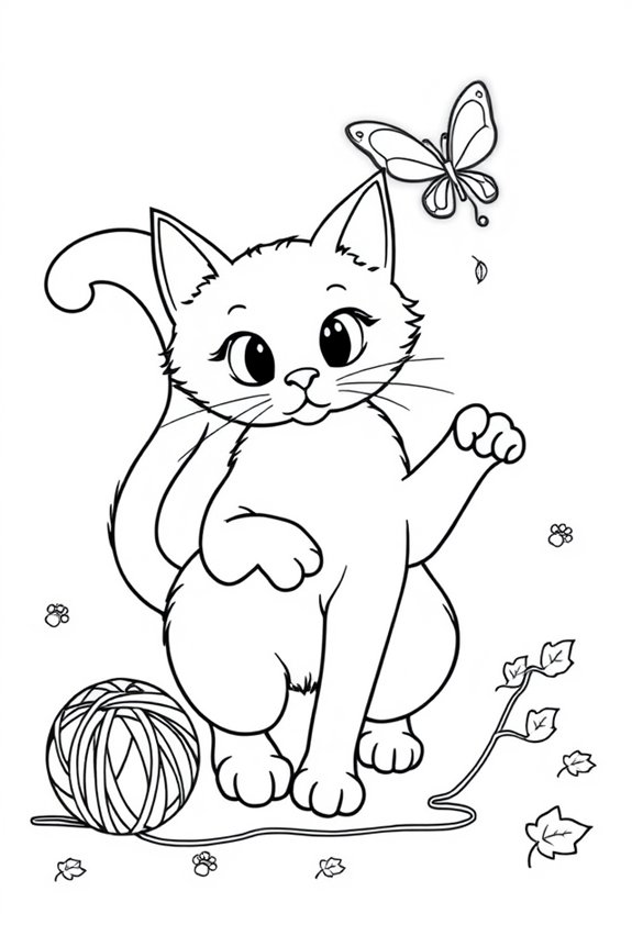 verspielte Katzen-Ausmalbild