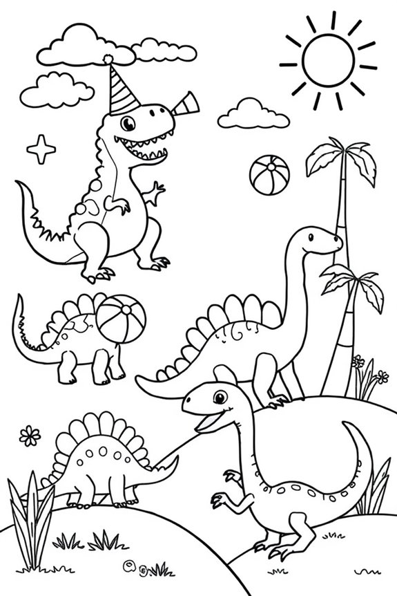 verspielte Dinosaurier Malvorlage