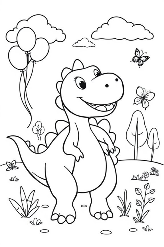 verspielte Dinosaurier-Ausmalbilder