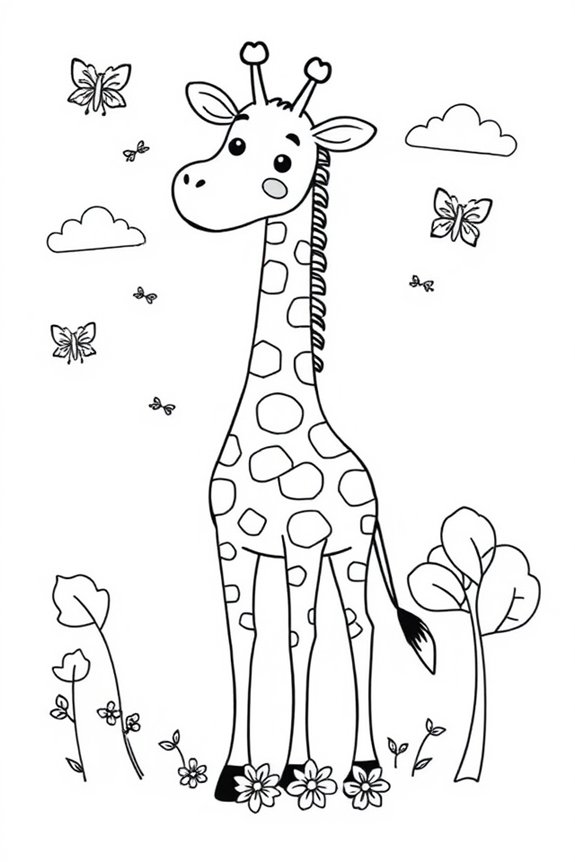 verspielte Giraffen-Malvorlage
