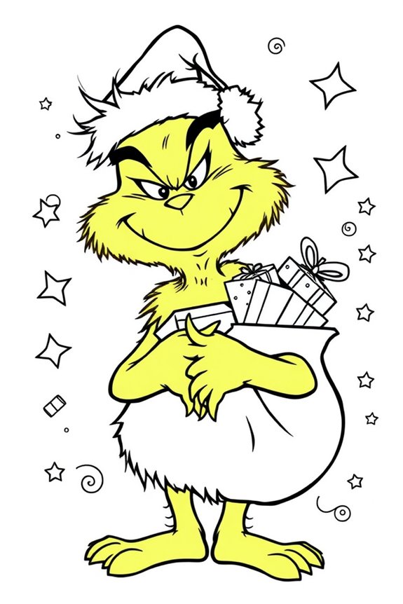 verspielte Grinch-Malvorlage