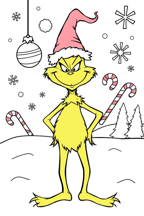 verspielte Grinch-Malvorlage