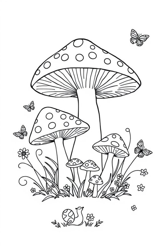 verspielte Pilz-Malvorlage