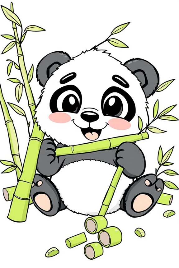 verspielter Panda Bambus Ausmalbild