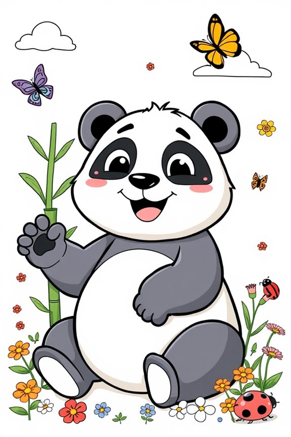 verspielte Panda-Malvorlage