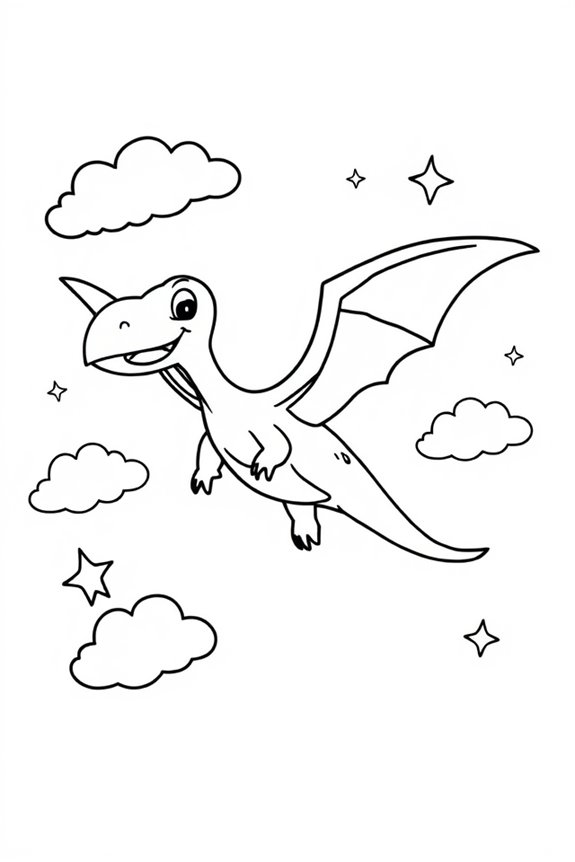 verspielte Pterodaktylus Ausmalbild