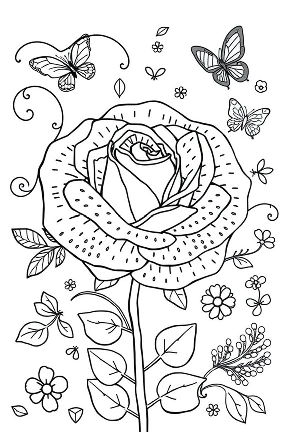 verspielte Rosen-Ausmalvorlage