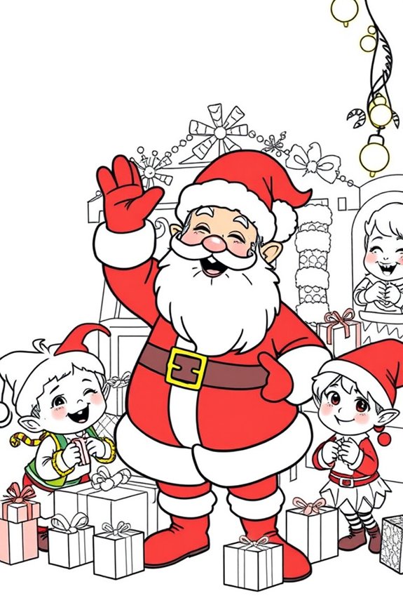verspielter Weihnachtsmann zum Ausmalen