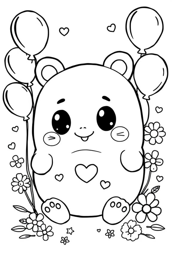 verspielte Squishmallow-Ausmalbild