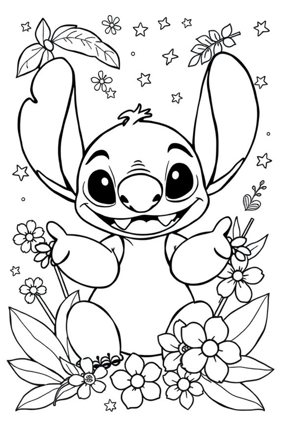 verspielte Stich Ausmalbild