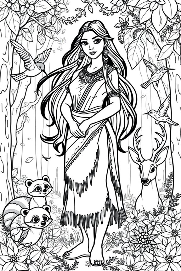 Pocahontas Ausmalbild herunterladen