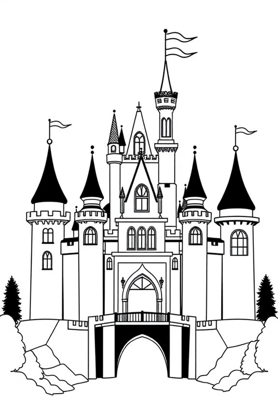 Prinzessinnen-Schloss-Silhouette zum Ausmalen