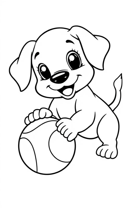 Welpe mit Ball Ausmalbild