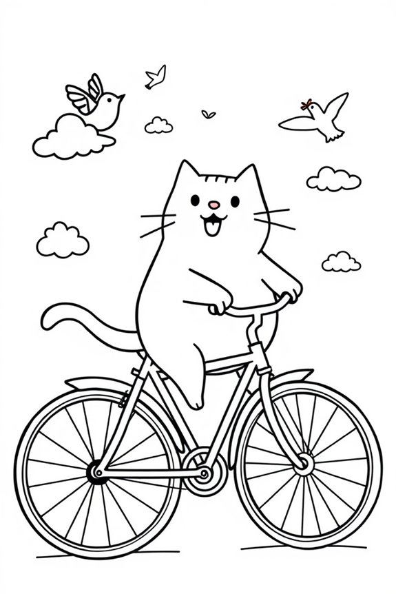 Pusheen Fahrrad Ausmalbild