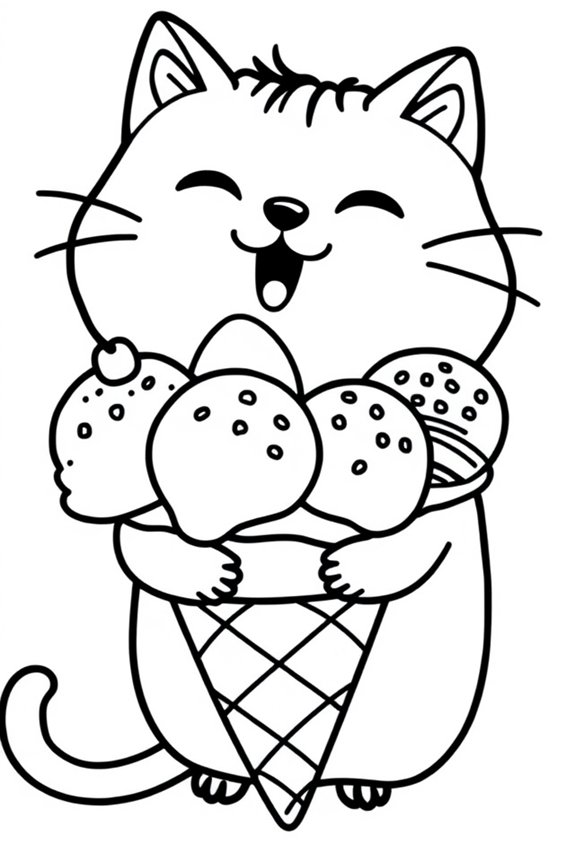 Pusheen genießt Eiscreme