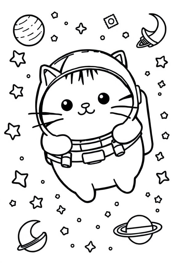 Pusheen Weltraum Ausmalbild