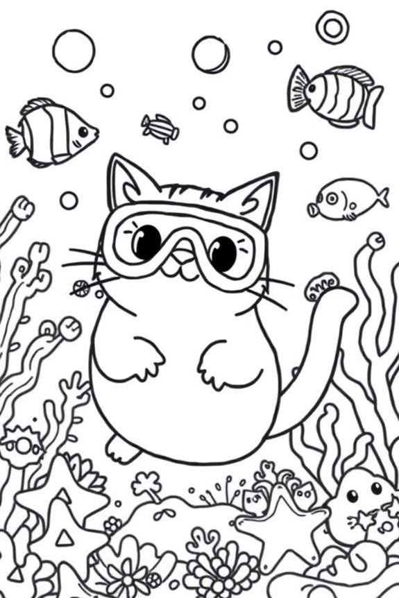Pusheen Unterwasser Ausmalbild