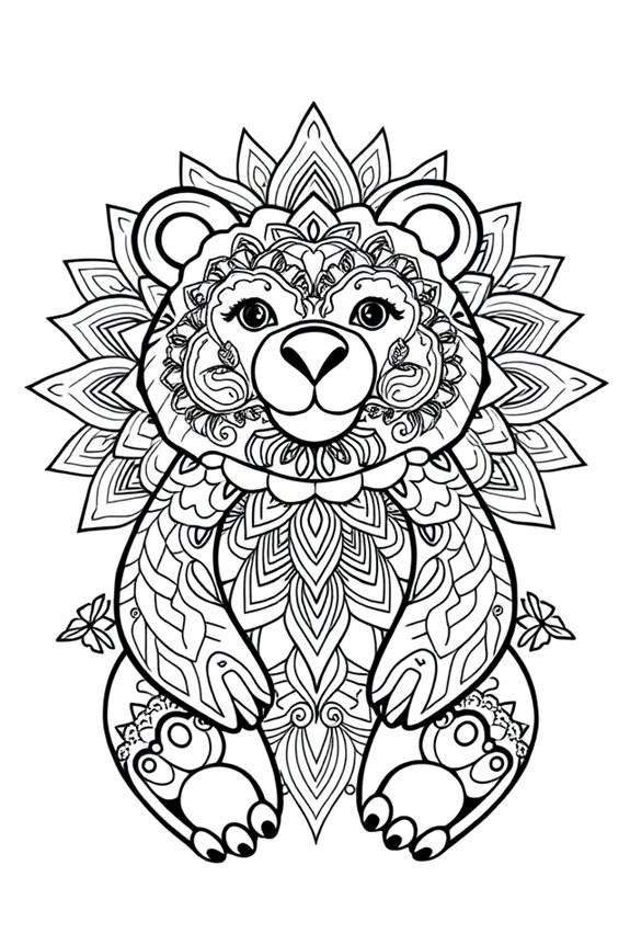 strahlendes Mandala Bär Ausmalbild