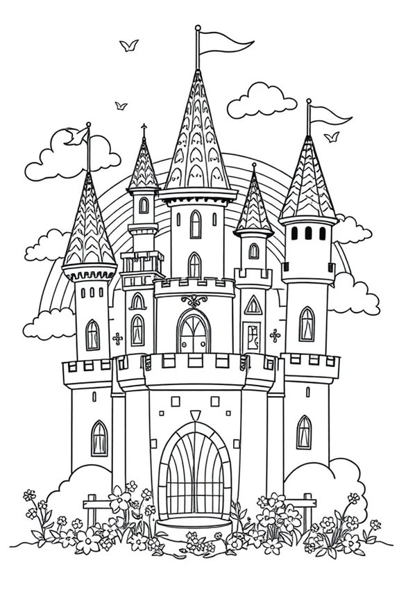 Regenbogen Schloss Ausmalbild
