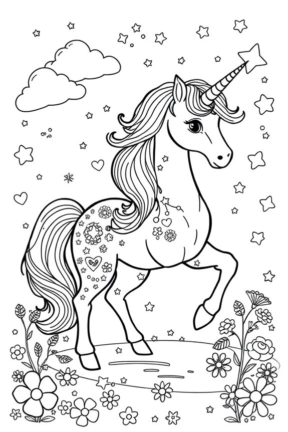 Regenbogen-Einhorn-Malvorlage