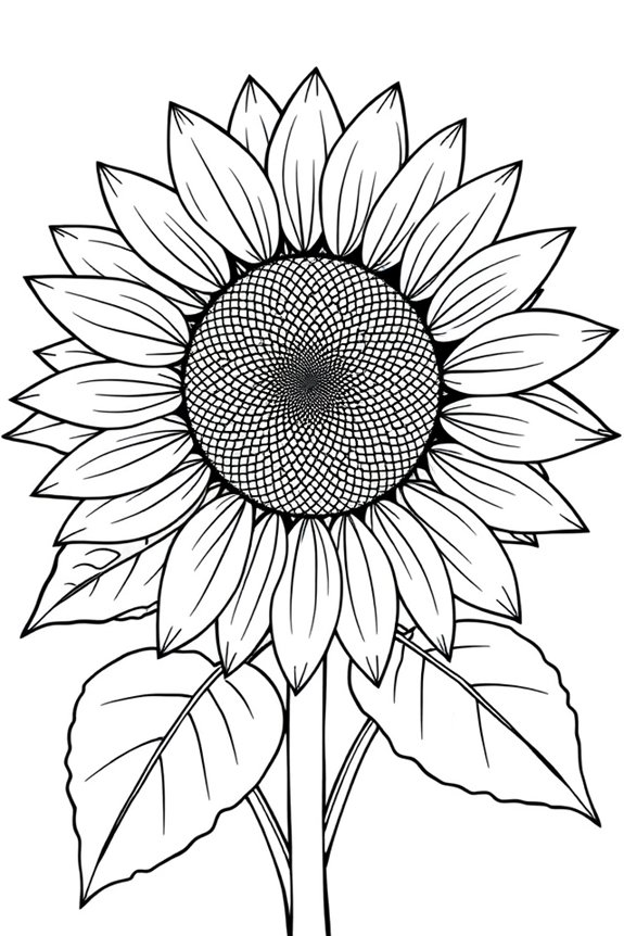 realistische Sonnenblumen-Ausmalvorlage