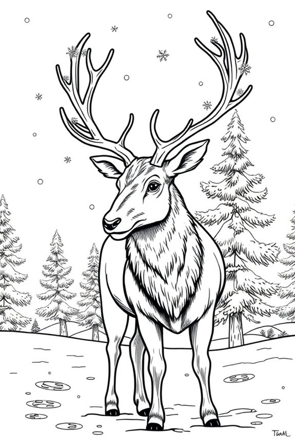 Rentiere Winterlandschaft Ausmalbild