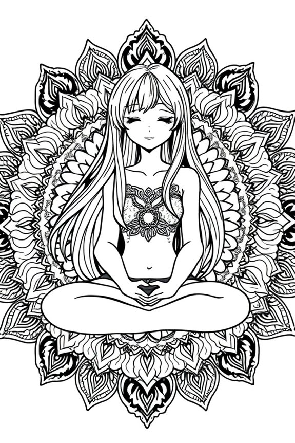 entspannendes Anime-Mädchen Mandala