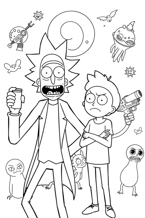 rick und morty ausmalbild