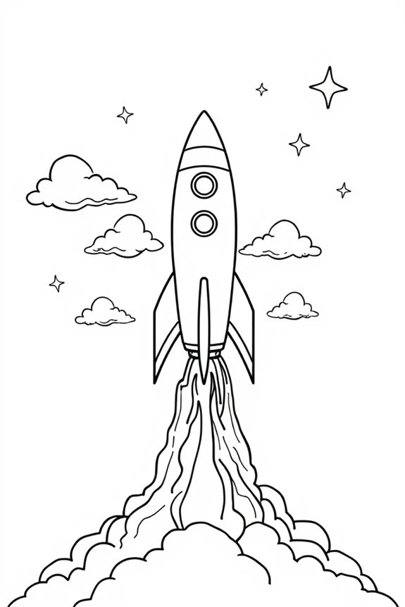 Raketenstart Ausmalbild