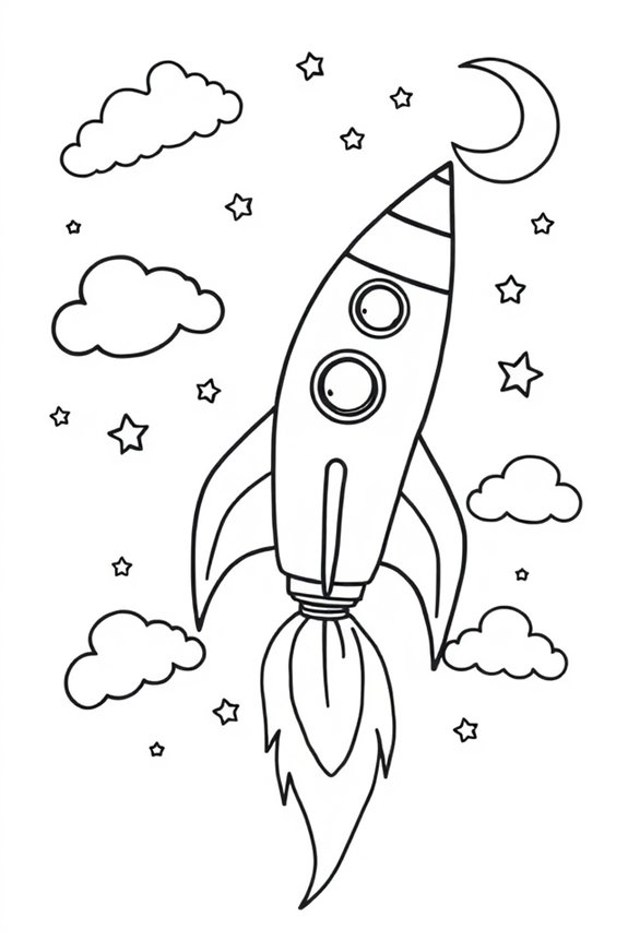 Raketen-Schiff Ausmalbild