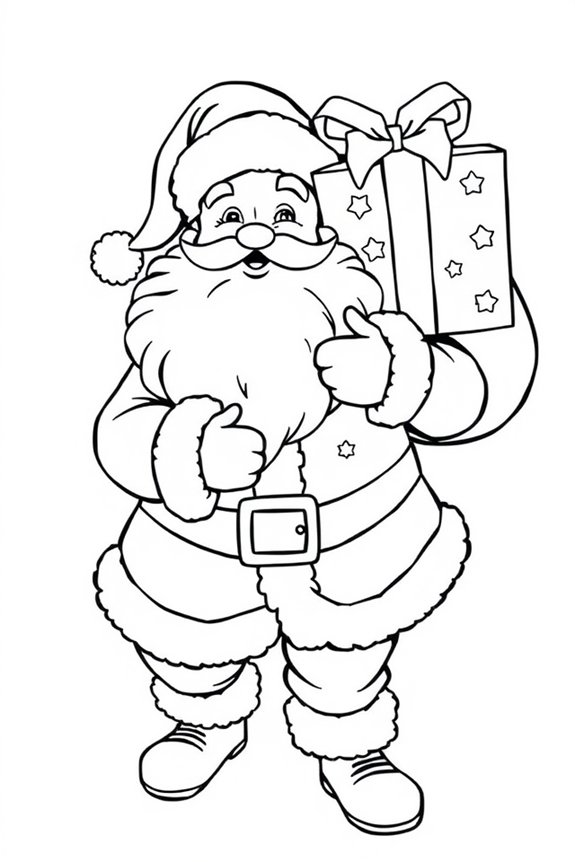 Weihnachtsmann hält ein Geschenk