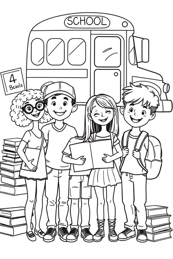 Schulfreunde Ausmalbild