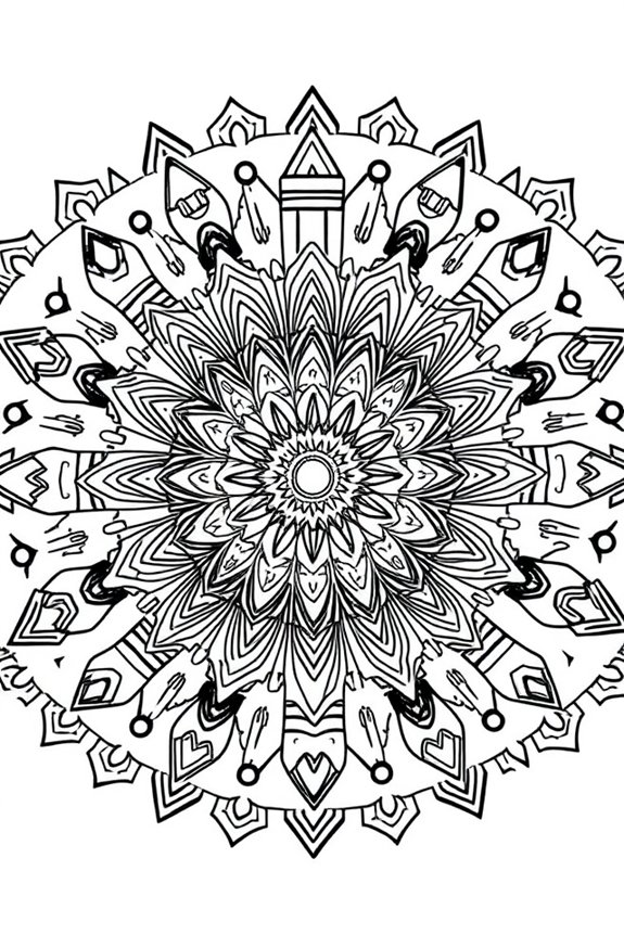 schulbezogene Mandala-Ausmalbildseite