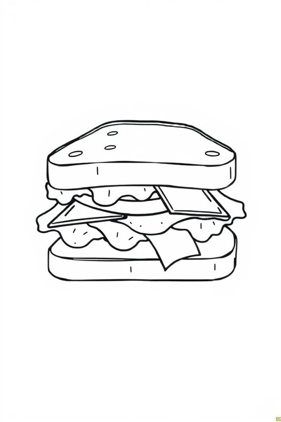 einfache Sandwich-Malvorlage