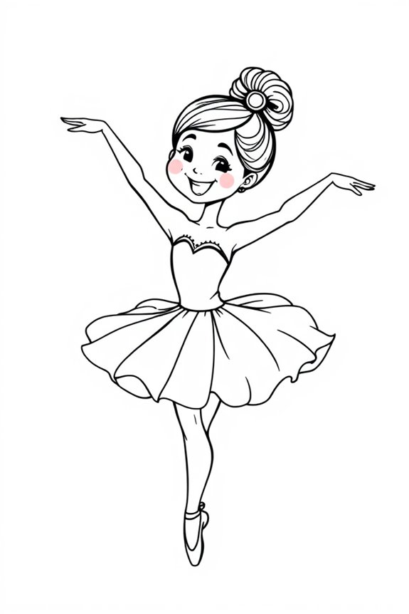 lächelnde Cartoon-Ballerina Ausmalbild
