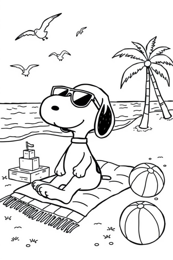 Snoopy Strand Malvorlage