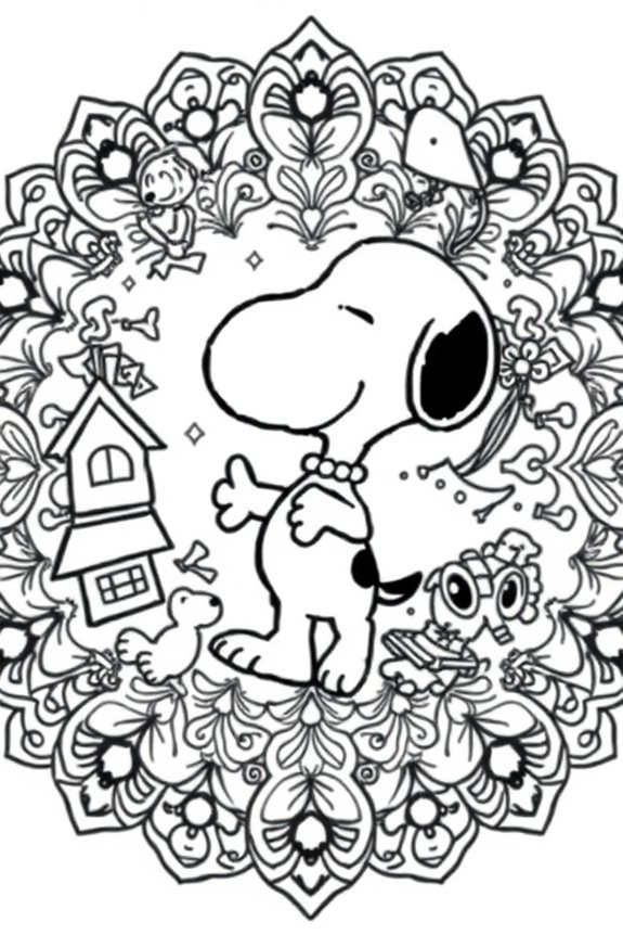 Snoopy Mandala Ausmalbild