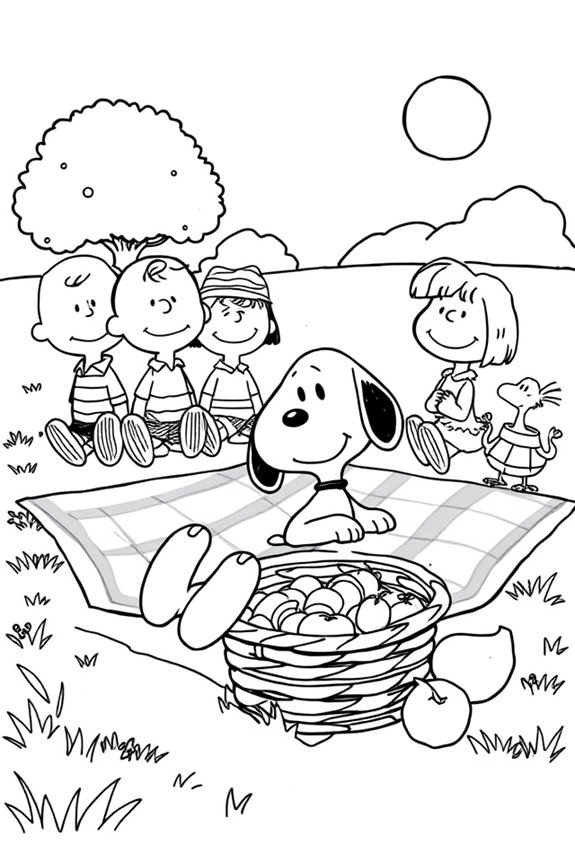 Snoopy Picknick Ausmalbild