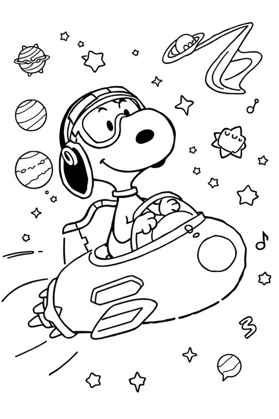 Snoopy Raumschiff Ausmalbild